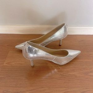 Ivanka Trump silver snake skin print stiletto heels